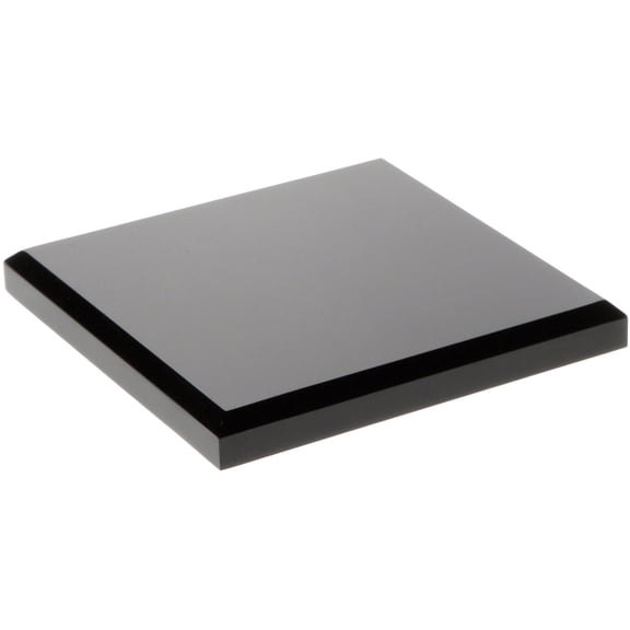 Plymor Black Acrylic Square Beveled Display Base, 4" W x 4" D x 0.5" H, Pack of 3