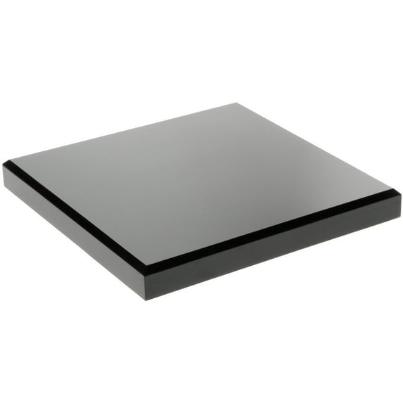 Plymor Black Acrylic Square Beveled Display Base, 6" W x 6" D x 0.75" H, Pack of 3