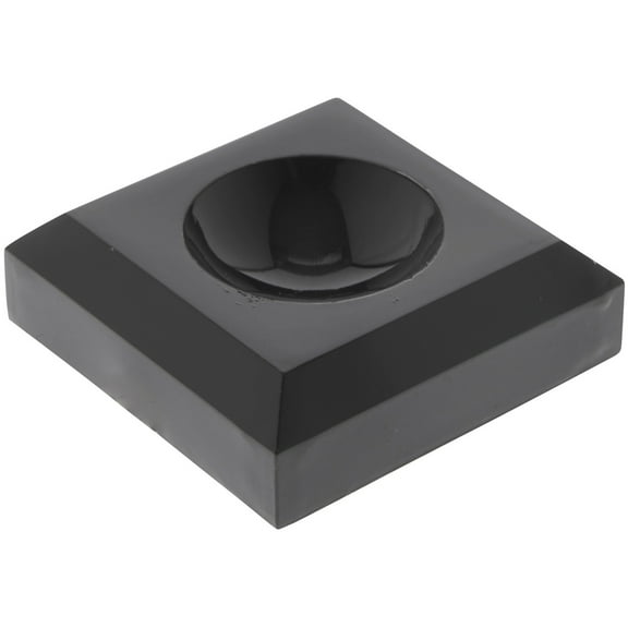 Plymor Black Acrylic Square Display Base with Indented Circle to Hold Egg, Marble, Ball or Sphere, 1.25" W x 1.25" D x 0.375" H (0.75" Circle), Pack of 3
