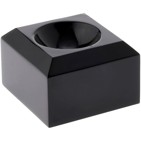 Plymor Black Acrylic Square Display Base with Indented Circle to Hold Egg, Marble, Ball or Sphere, 1.5" W x 1.5" D x 1" H (0.875" Circle), Pack of 12