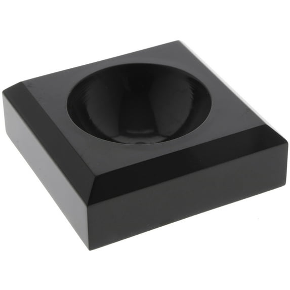 Plymor Black Acrylic Square Display Base with Indented Circle to Hold Egg, Marble, Ball or Sphere, 2" W x 2" D x 0.75" H (1.5" Circle), Pack of 6