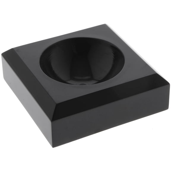 Plymor Black Acrylic Square Display Base with Indented Circle to Hold Egg, Marble, Ball or Sphere, 2" W x 2" D x 0.75" H (1.5" Circle)