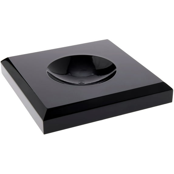 Plymor Black Acrylic Square Display Base with Indented Circle to Hold Egg, Marble, Ball or Sphere, 4" W x 4" D x 0.75" H (2.5" Circle), Pack of 2