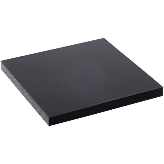 Plymor Black Acrylic Square Standard-Edge Display Base, 2.5" W x 2.5" D x 0.25" H, Pack of 12