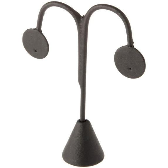 Plymor Black Faux Leather Lamp Style, Single Pair Earring Display Stand, 3.75" W x 1.25" D x 4.75" H (Pack of 6)