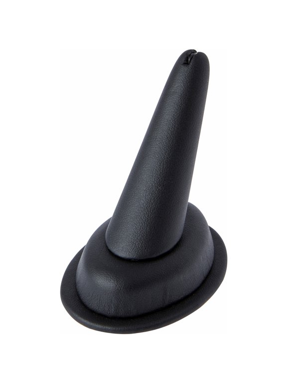 Black Faux Leather Ring Finger Display, Single on Oval Base, 1.75" W x 2.5" D x 2.75" H (Pack of 2)