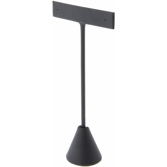 Plymor Black Faux Leather "T" Style, Single Pair Earring Display Stand, 2.625" W x 1.25" D x 5.75" H (Pack of 2)