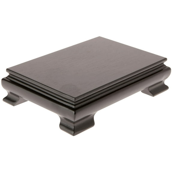 Plymor Black Rectangular Wood Veneer Footed Display Base, 6.5" W x 4.375" D x 2.5" H (6" x 4" Display Area), Pack of 2