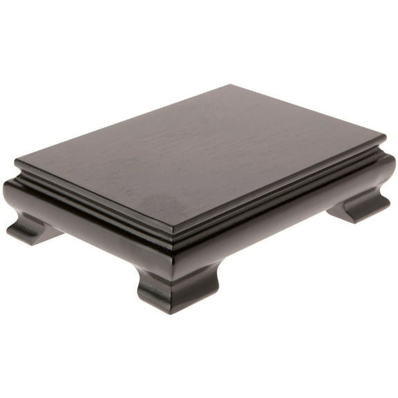 Plymor Black Rectangular Wood Veneer Footed Display Base, 6.5" W x 4.375" D x 2.5" H (6" x 4" Display Area), Pack of 3