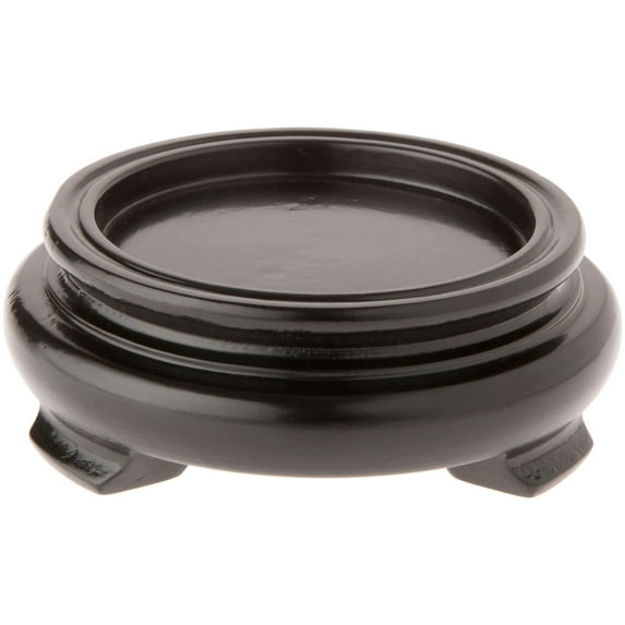 Plymor Black Round Wood Veneer Footed Display Base, 3" W x 3" D x 1.25" H (2" Display Diameter)