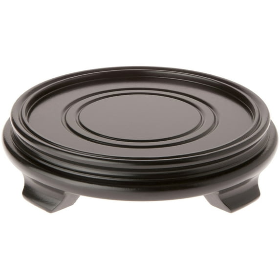 Plymor Black Round Wood Veneer Footed Display Base, 7.25" W x 7.25" D x 1.75" H (6" Display Diameter)