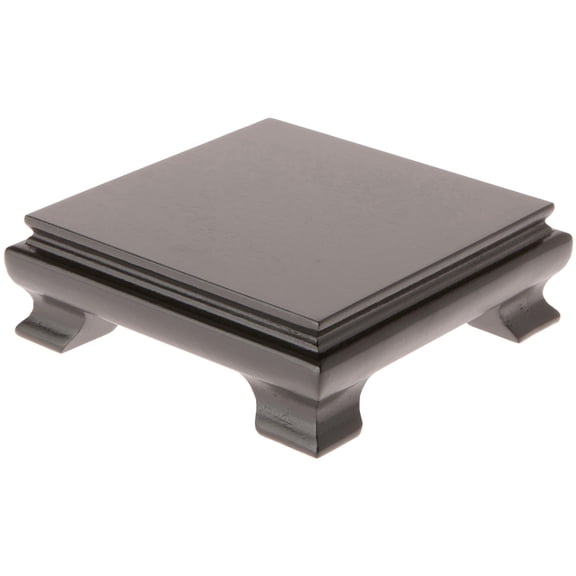 Plymor Black Square Wood Veneer Footed Display Base, 4.5" W x 4.5" D x 1.5" H (4" x 4" Display Area), Pack of 6