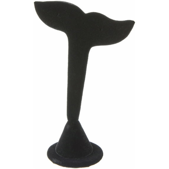 Plymor Black Velvet Fish Tail Style, Single Pair Earring Display Stand, 3.75" W x 2" D x 7.25" H (Pack of 6)