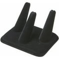 thumbnail image 1 of Plymor Black Velvet Ring Finger Display, Three on Rectangular Base, 4.125" W x 3.25" D x 2.25" H (Pack of 12), 1 of 2