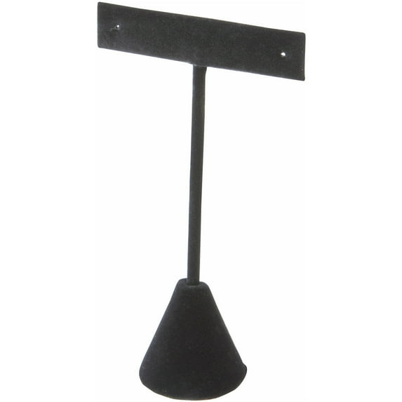 Plymor Black Velvet "T" Style, Single Pair Earring Display Stand, 2.5" W x 1.25" D x 4.5" H (Pack of 2)