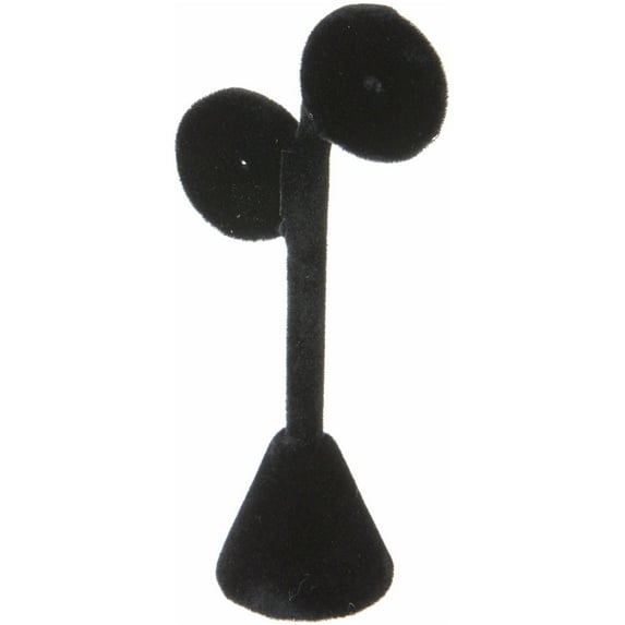 Plymor Black Velvet Two Circles, Single Pair Earring Display Stand, 2.125" W x 1.25" D x 4.75" H (Pack of 12)