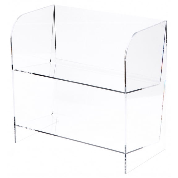 Plymor Clear Acrylic 2-Level 58-CD Display Shelves, 11.75" W x 6.5" D x 12" H (2 Pack)