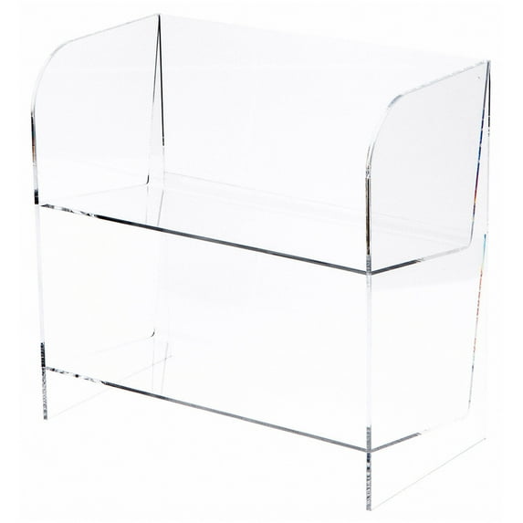 Plymor Clear Acrylic 2-Level 58-CD Display Shelves, 11.75" W x 6.5" D x 12" H (2 Pack)