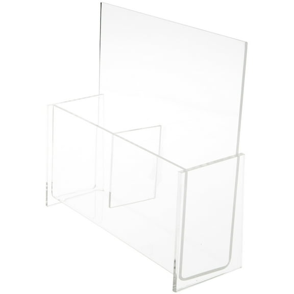 Plymor Clear Acrylic 2-Pocket Tri-Fold Brochure Literature Holder (Countertop), Fits Documents Up to 4" Wide (2 Pack)