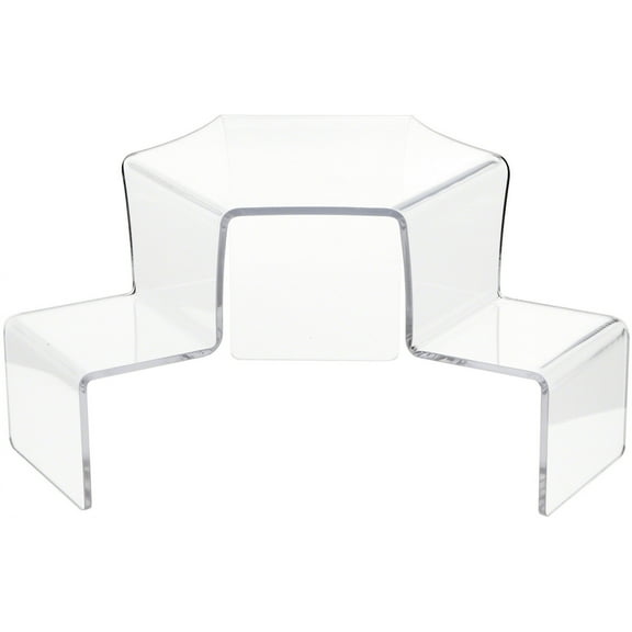 Plymor Clear Acrylic 2-Step, 2-Sided Stair Display Riser 6.5" H x 14" W x 10" D