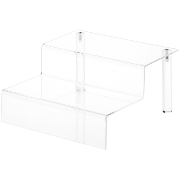 Plymor Clear Acrylic 2-Step Display Stairs, 4.25" H x 8" W x 8.5" D (2 Pack)