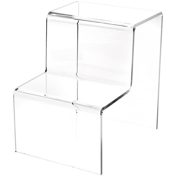 Plymor Clear Acrylic 2-Step Solid Back Display Stairs, 8.25" H x 6" W x 8.75" D (3 Pack)