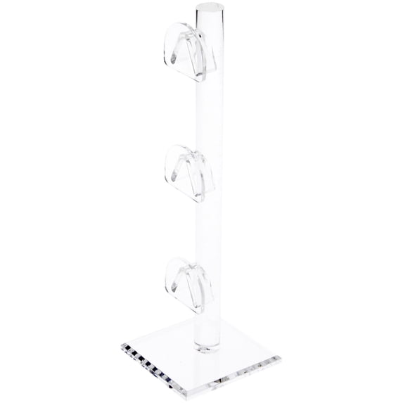 Plymor Clear Acrylic 3 Curved Bridge Display Risers for Eyeglass Frames, 9.25" H x 3" W x 3" D (2 Pack)
