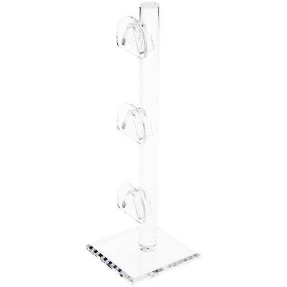 Plymor Clear Acrylic 3 Curved Bridge Display Risers for Eyeglass Frames, 9.25" H x 3" W x 3" D (3 Pack)