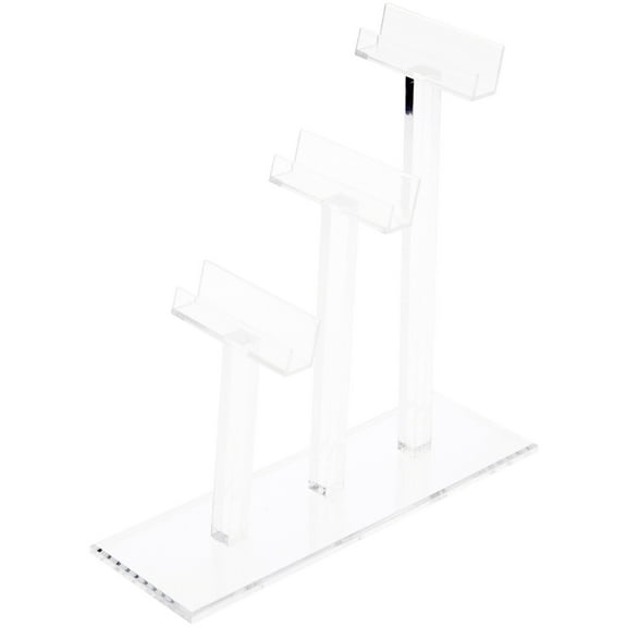 Plymor Clear Acrylic 3 Frame Display Risers for Eyeglasses, 8" H x 3" W x 9" D (2 Pack)