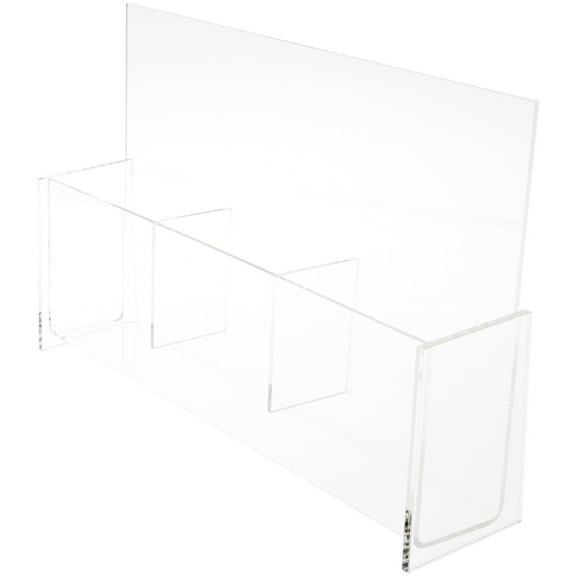 Plymor Clear Acrylic 3-Pocket Tri-Fold Brochure Literature Holder (Countertop), Fits Documents Up to 4" Wide (3 Pack)