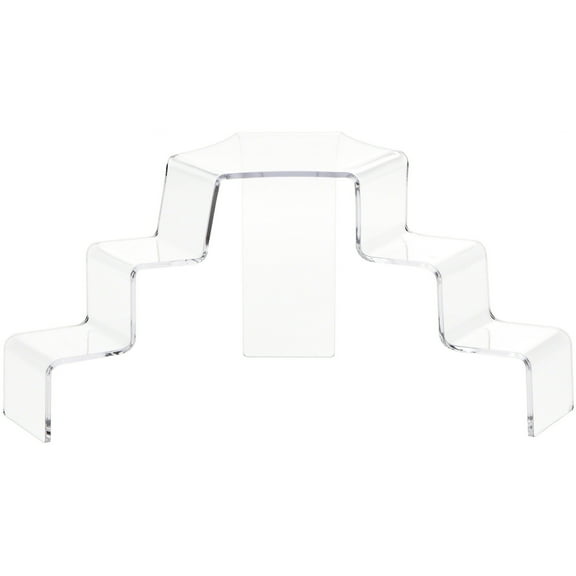 Plymor Clear Acrylic 3-Step, 2-Sided Stair Display Riser, 5.25" H x 11.5" W x 6.5" D (2 Pack)