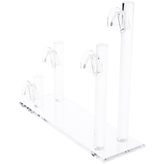 Plymor Clear Acrylic 4 Curved Bridge Display Risers for Eyeglass Frames, 8" H x 9" W x 3" D (2 Pack)