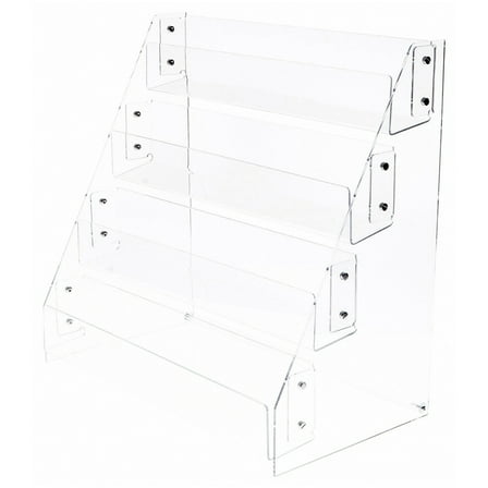 Plymor Clear Acrylic 4-Level Forward-Tilt Card Display Rack, 24.375" W x 11.875" D x 20.875" H