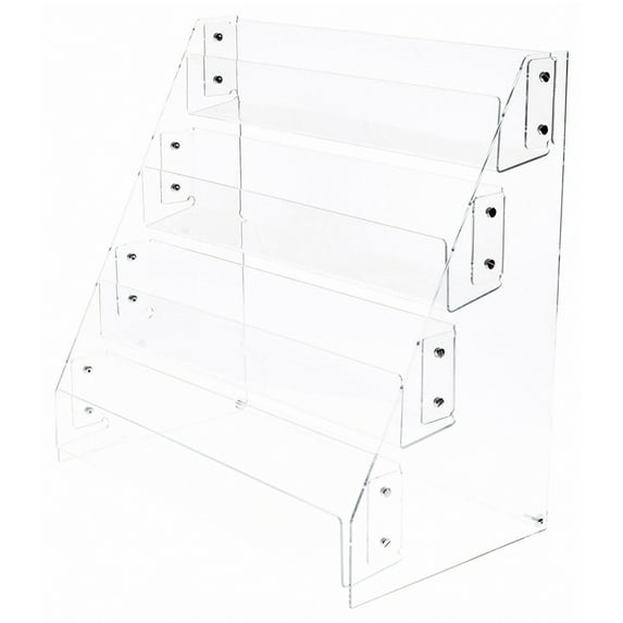 Plymor Clear Acrylic 4-Level Forward-Tilt Card Display Rack, 24.375" W x 11.875" D x 20.875" H