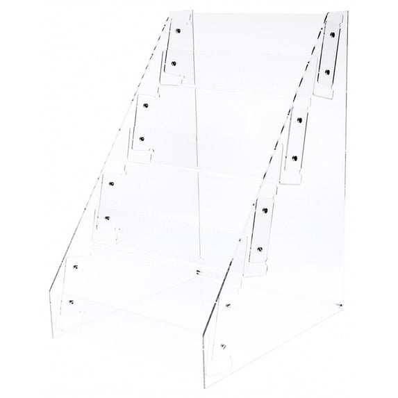 Plymor Clear Acrylic 4-Level Tilted Card Display Rack, 16.375" W x 19.5" D x 26" H
