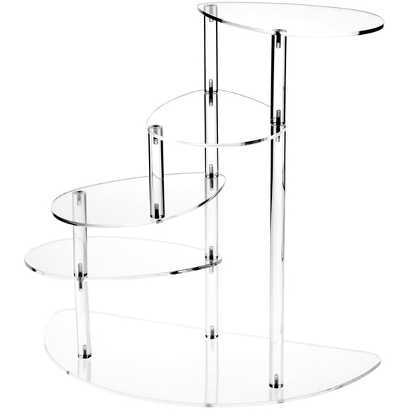Plymor Clear Acrylic 4-Shelf Spiral Display Riser, 19" H x 19.75" W x 10" D