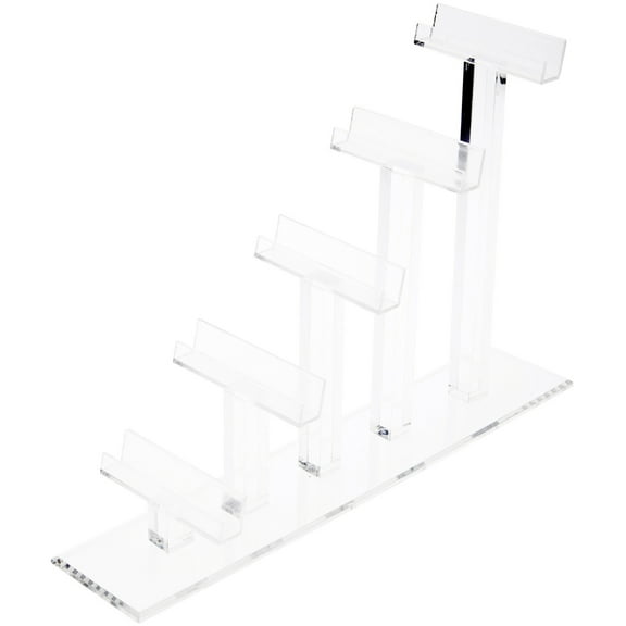 Plymor Clear Acrylic 5 Frame Display Risers for Eyeglasses, 9" H x 4" W x 15" D