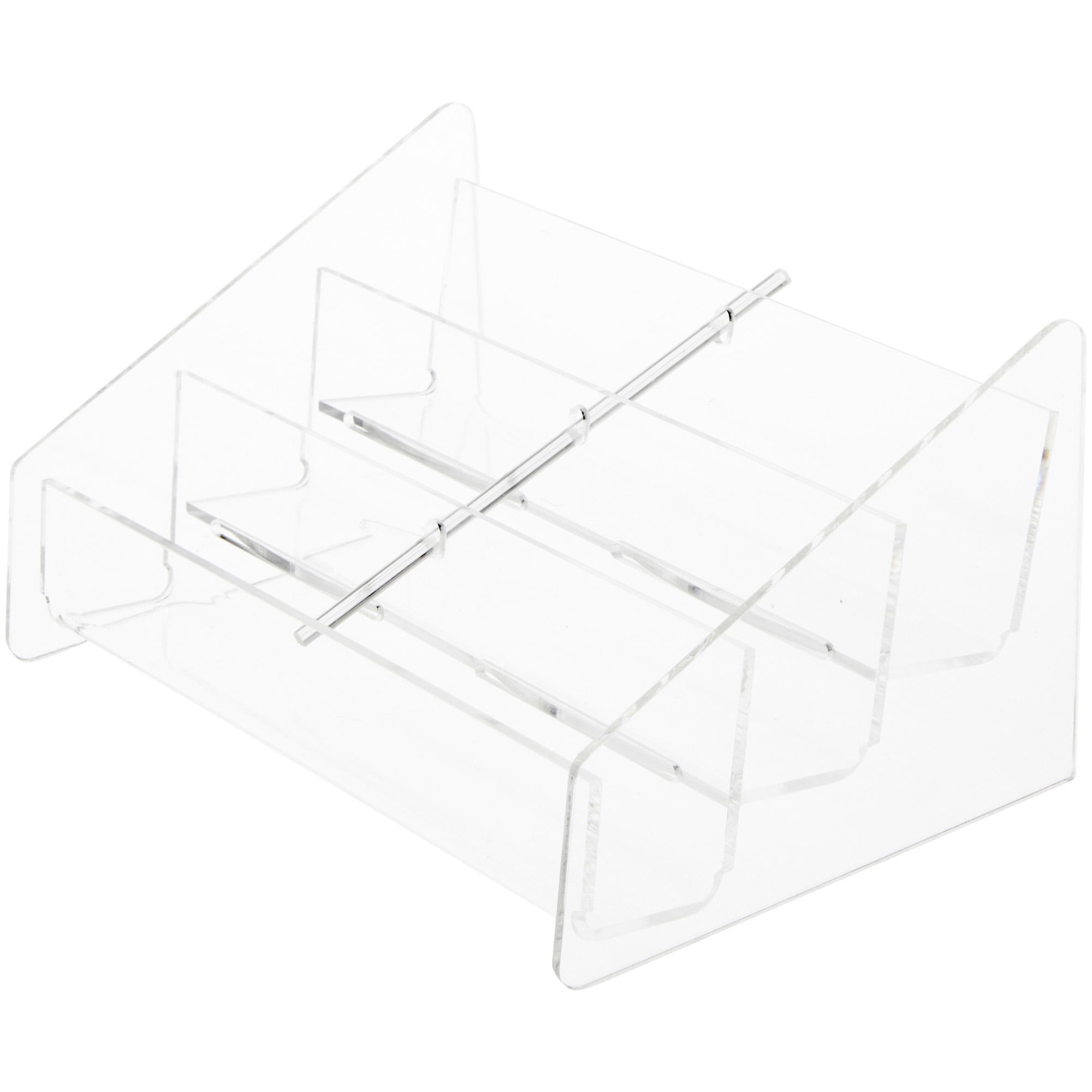 Plymor Clear Acrylic 6-Pocket Business Card Holder & Display (Horizontal), 4" H x 8" W x 5.25" D