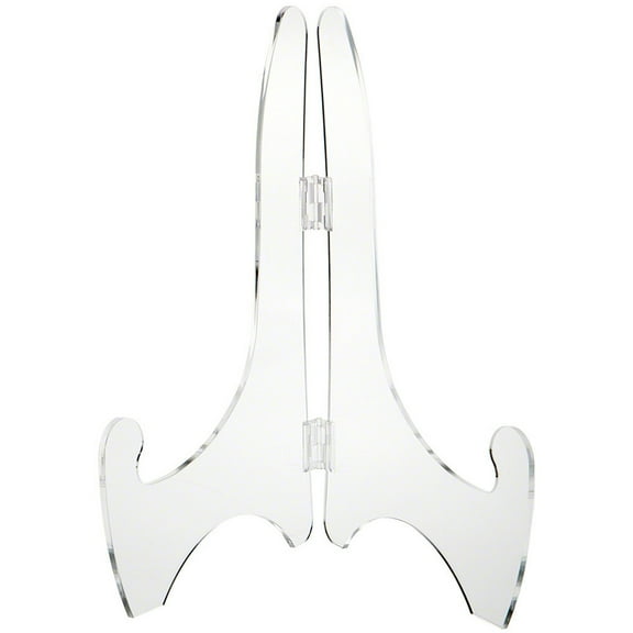 Plymor Clear Acrylic Adjustable Folding Display Easel, 12" H x 8" D (For 18" Plates)