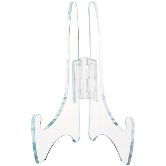 Plymor Clear Acrylic Adjustable Folding Display Easel, 4" H x 2.875" D (For 6" - 7" Plates)
