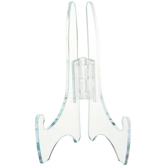 Plymor Clear Acrylic Adjustable Folding Display Easel, 5" H x 3.5" D (For 8" Plates)