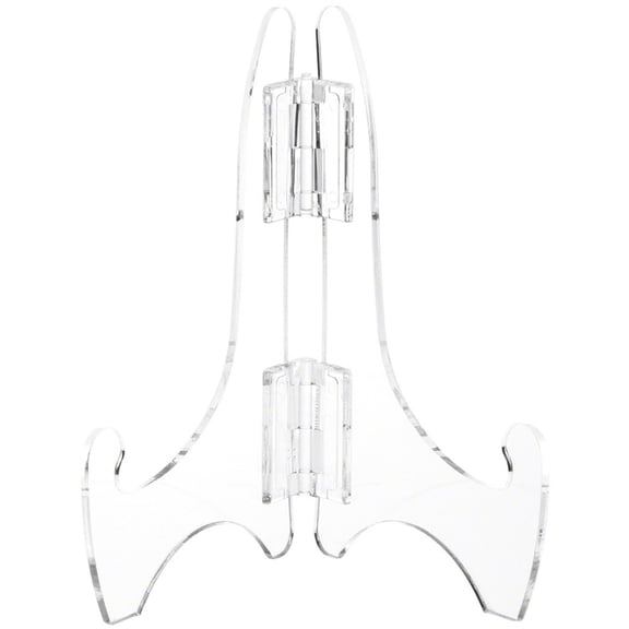 Plymor Clear Acrylic Adjustable Folding Display Easel, 6" H x 4" D (For 9" Plates) (3 Pack)