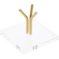 thumbnail image 1 of Plymor Clear Acrylic Base with 3 Angled Brass Pegs to Hold Egg, Marble, Ball or Sphere, 3" H x 3" W x 2" D (2 Pack), 1 of 2