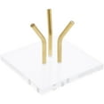 thumbnail image 1 of Plymor Clear Acrylic Base with 3 Angled Brass Pegs to Hold Egg, Marble, Ball or Sphere, 4" H x 4" W x 2.5" D (3 Pack), 1 of 2