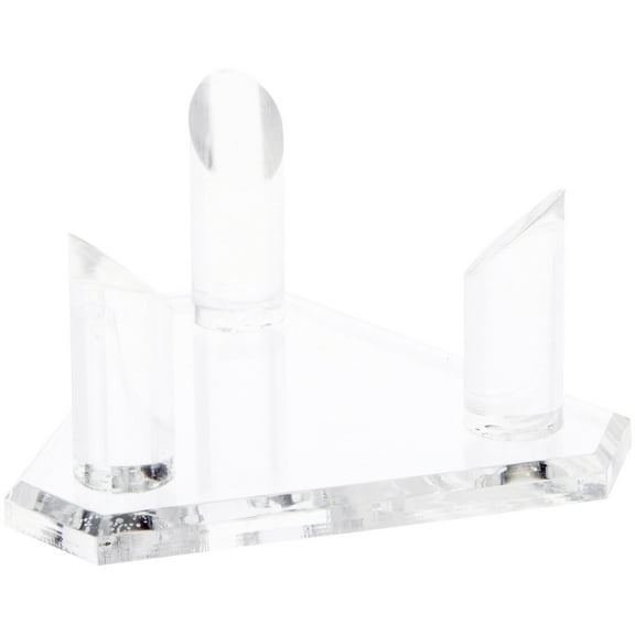 Plymor Clear Acrylic Base with 3 Prongs for Large Sphere or Ball, 2.875" H x 5" W x 4.375" D