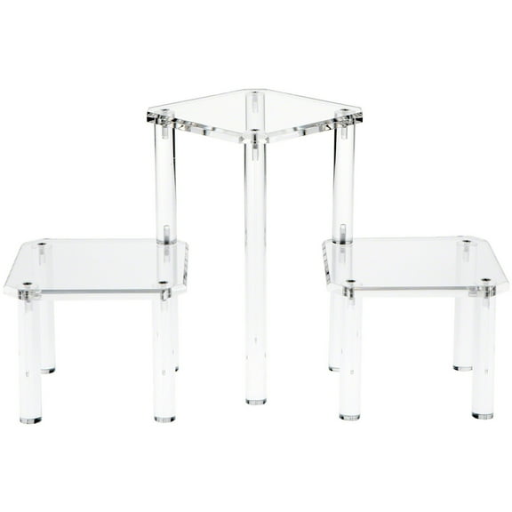 Plymor Clear Acrylic Beveled 3-Shelf Display Riser, 10" H x 19.25" W x 7.25" D