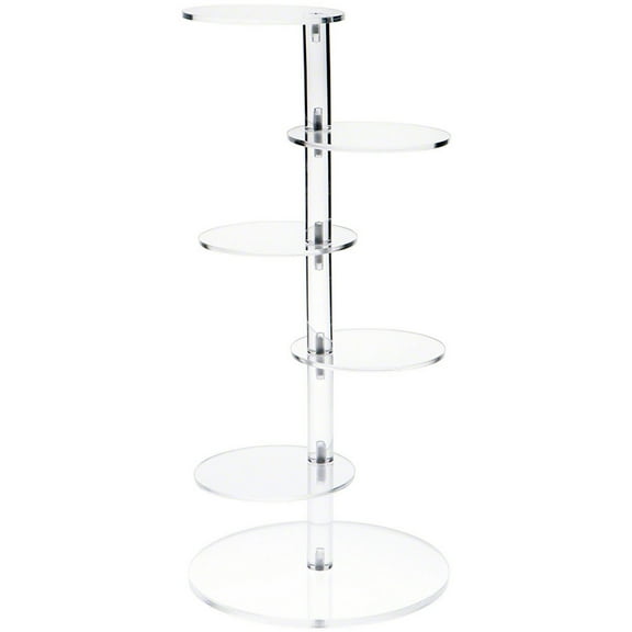 Plymor Clear Acrylic Beveled 5-Shelf Display Riser / Tower, 21" H x 10" W x 10" D