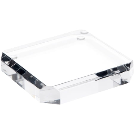 Plymor Clear Acrylic Beveled Corner-Cut Display Base, 4" W x 4" D x 0.75" H
