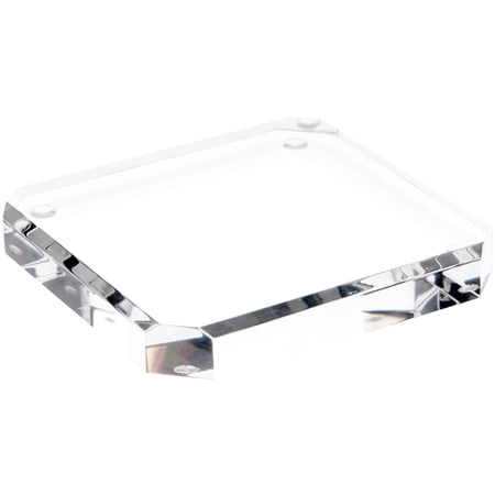 Plymor Clear Acrylic Beveled Corner-Cut Display Base, 5" W x 5" D x 0.75" H