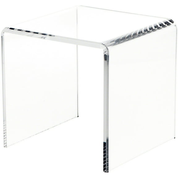 Plymor Clear Acrylic Beveled Square Display Riser, 8" H x 8" W x 8" D (3/8" thick)